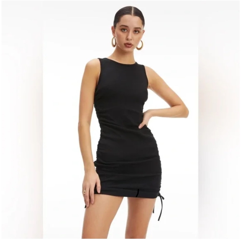 GOOD AMERICAN‎ Black Ruched Tank Dress Size 2